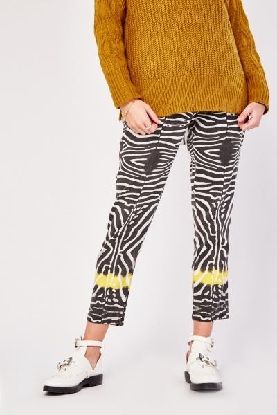 Zebra Print Cropped Trousers