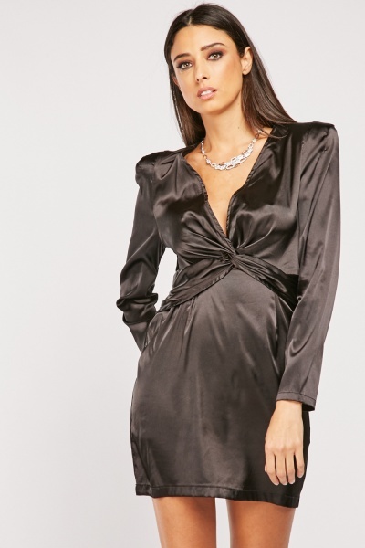 Twisted Front Sateen Dress