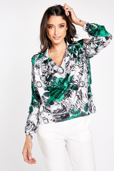 Cowl Neck Printed Blouse