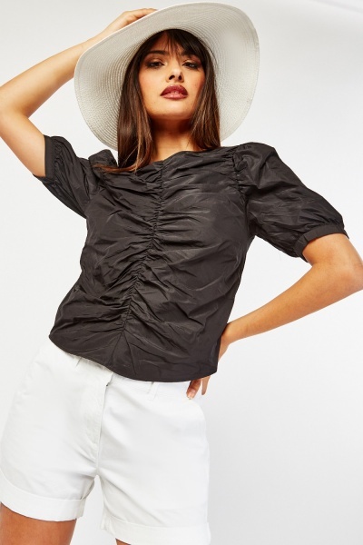 Crinkle Gathered Front Top