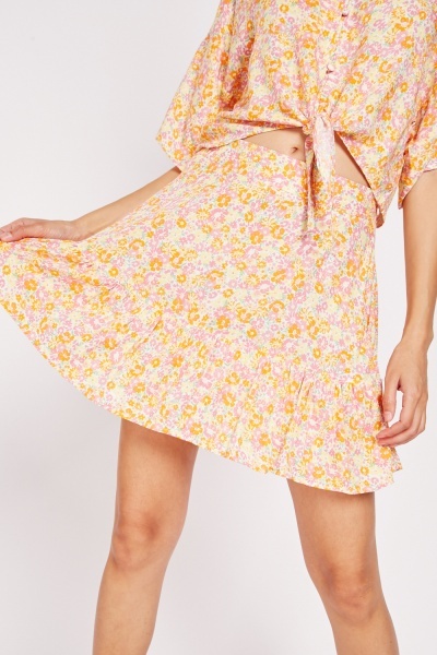 Floral Printed Mini Skirt