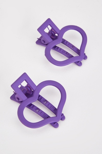 Pack Of 2 Heart Shaped Hair Grips
