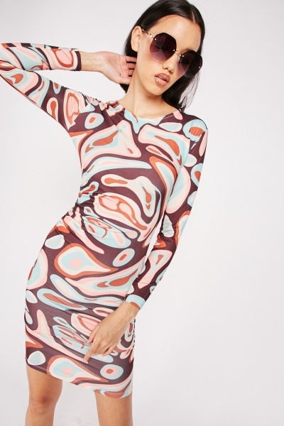 Abstract Print Bodycon Mini Dress