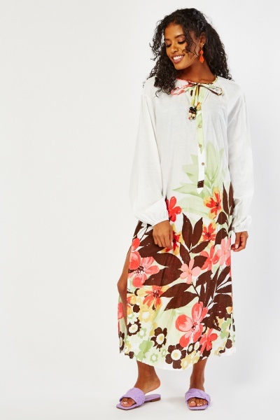 Floral Side Slit Tunic Dress