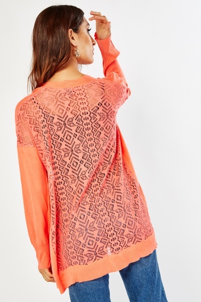 Perforated Back Knitted Cardigan