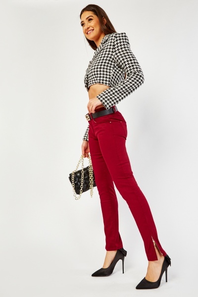 Zipped Ankle Cuff Skinny Trousers