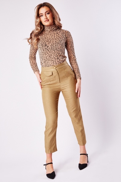 High Waist Knitted Tailored Trousers