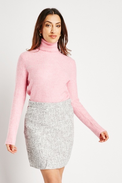 Textured Contrasted Mini Skirt