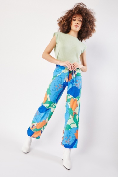 Large Floral Print Trousers