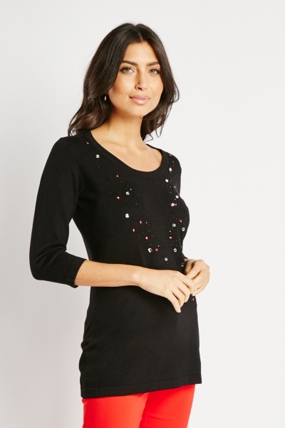 Decorative Beaded Knitted Top