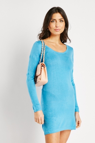 Low Round Neck Knitted Dress