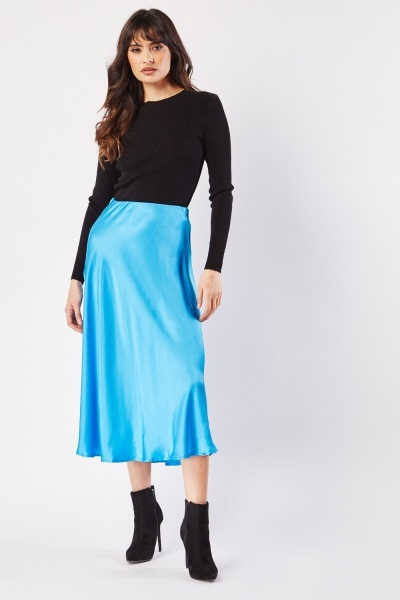 A-Line Silky Midi Skirt
