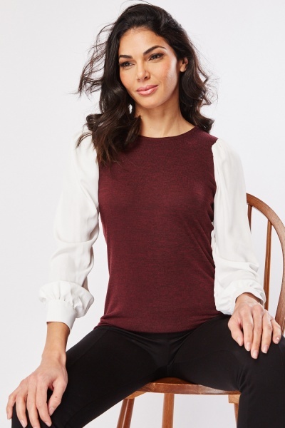 Contrasted Sleeve Top