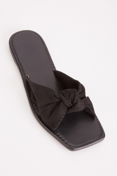 Bow Knot Square Toe Sliders
