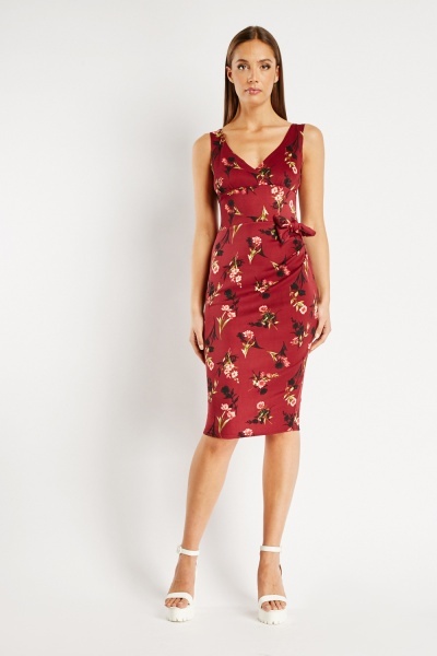 Floral Printed Bow Side Dress