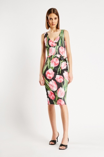 Tulip Print Bodycon Dress
