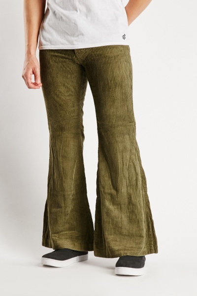 Cord Textured Wide Leg Trousers