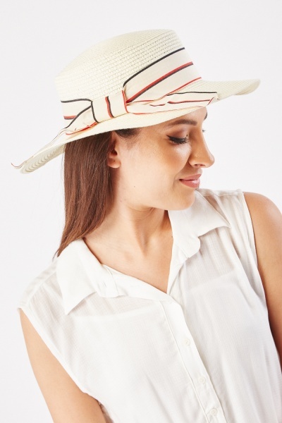 Bow Straw Wide Hat
