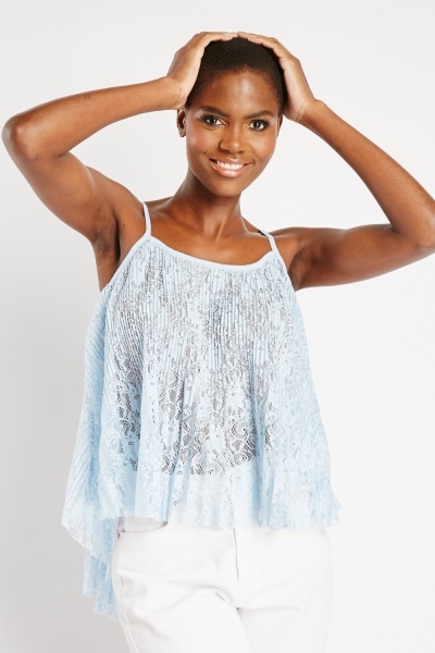 Pleated Lace Camisole Top
