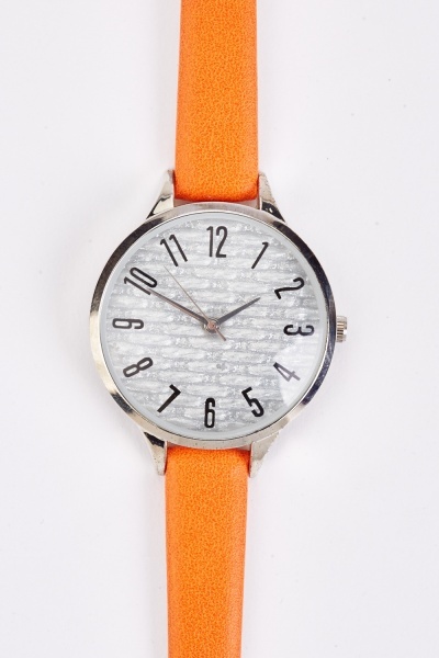 Skinny Faux Leather Strap Watch