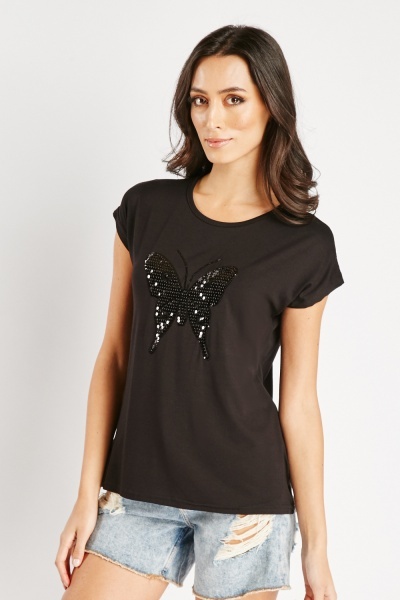 Butterfly Sequin Casual Top