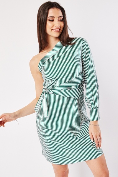 Striped One Shoulder Mini Dress