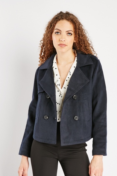 Textured Double Breasted Pea Jacket