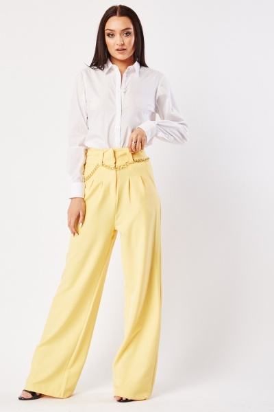 Belted Chain Wide Leg Trousers