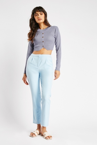 Blue Ankle Cropped Trousers