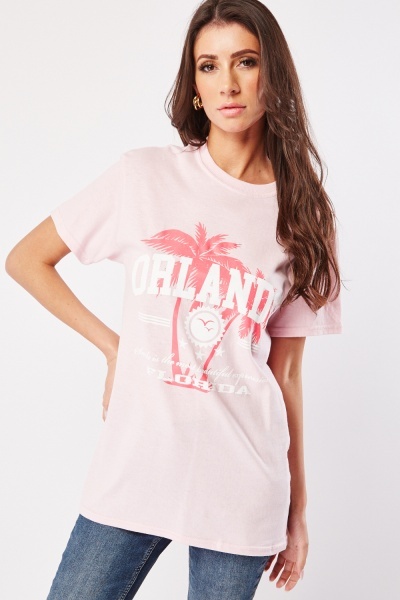 Palm Tree Printed Cotton T-Shirt