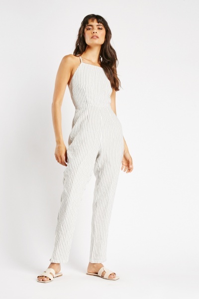 Striped Backless Jumpsuit