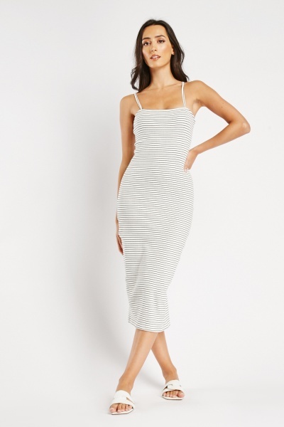 Horizontal Striped Ribbed Dress