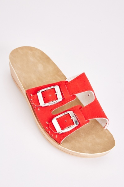 Buckle Strap Wedge Sandals