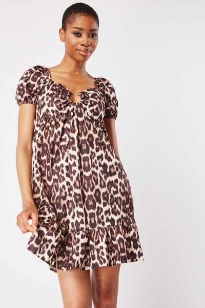 Bar Insert Leopard Print Dress
