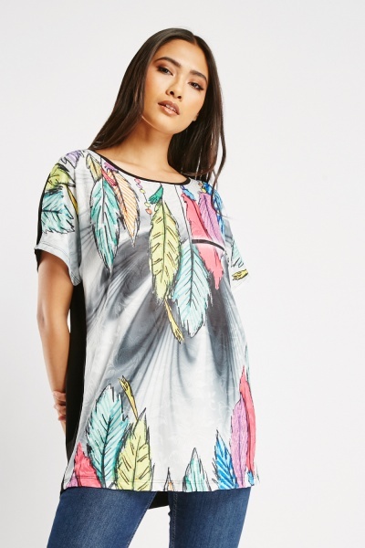 Textured Printed Oversized T-Shirt