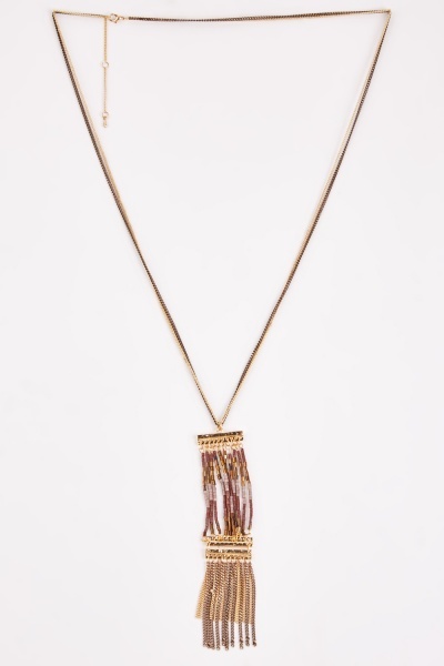 Beaded Tassel Chain Necklace