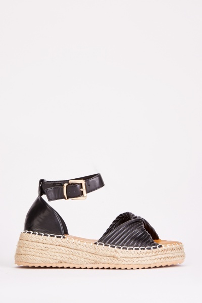 Espadrille Faux Leather Wedge Sandals