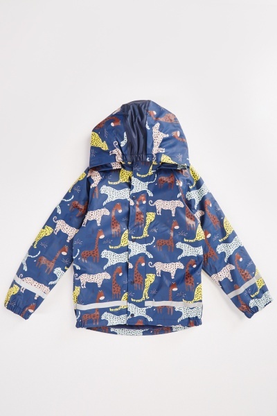 Animal Print Hooded Rain Jacket