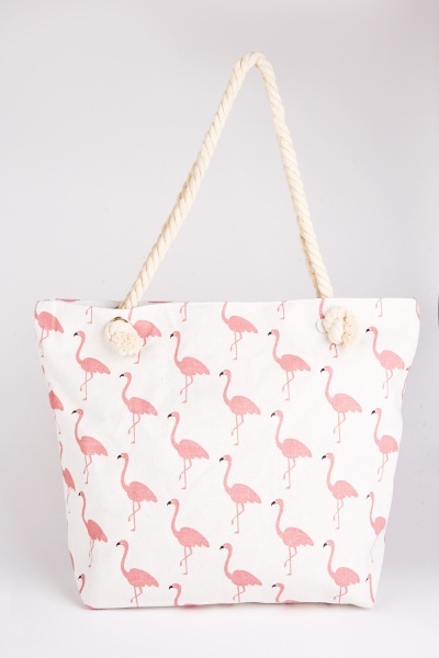 Flamingo Print Shopper Bag
