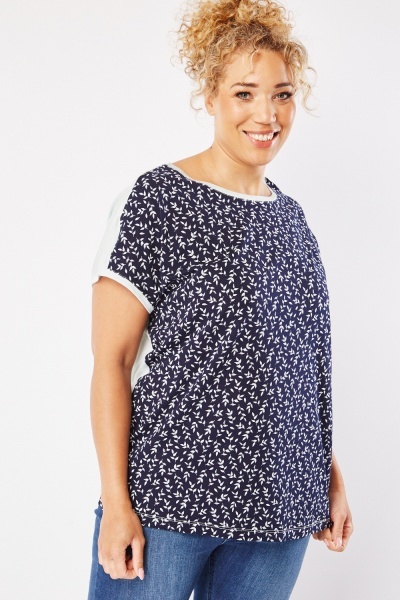 All Over Front Printed Contrasted Top