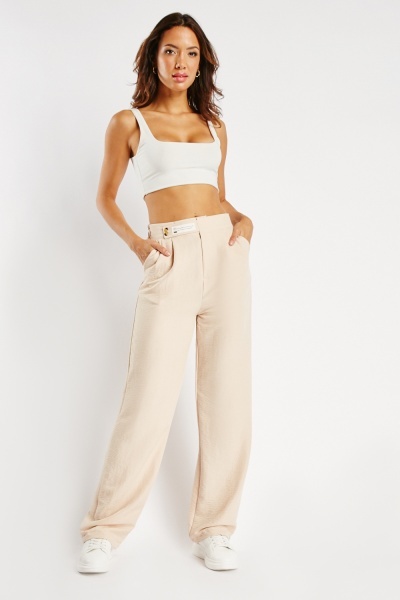 Patch Stitched Wide Leg Trousers