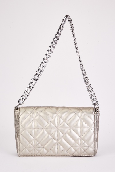 Quilted Stitched Metallic Strap Bag