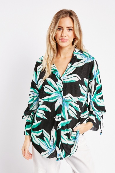 Floral Textured Slouchy Shirt