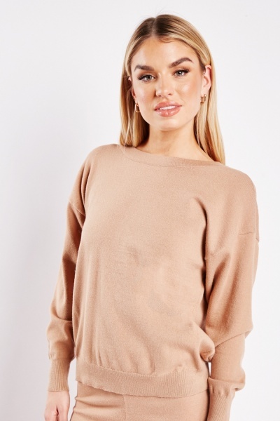 Faux Pearl Embellished Knit Top