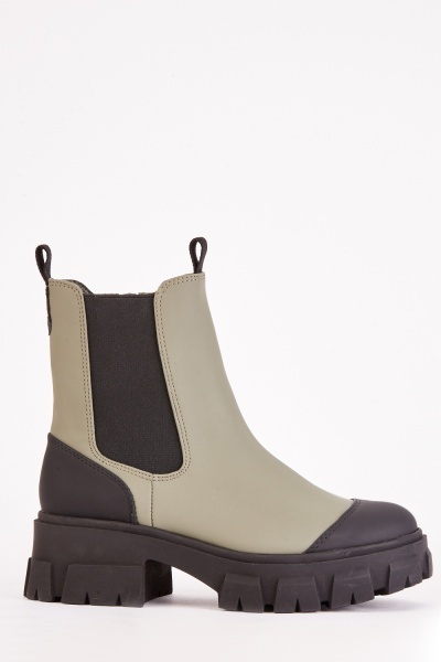 Two Tone Contrast Ankle Boots
