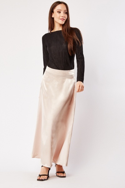Sateen A-Line Maxi Skirt