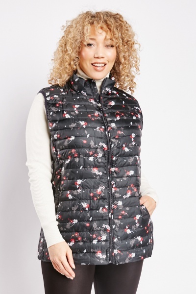 Floral Printed Quilted Gilet