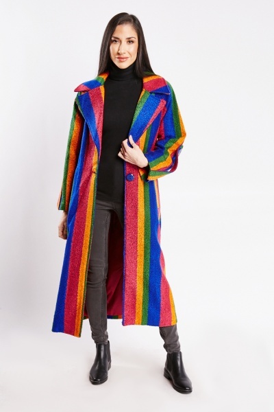 Textured Multi Striped Coat