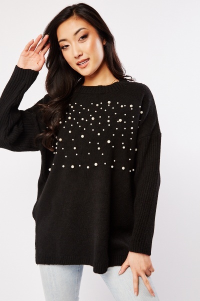 Faux Pearl Knitted Jumper