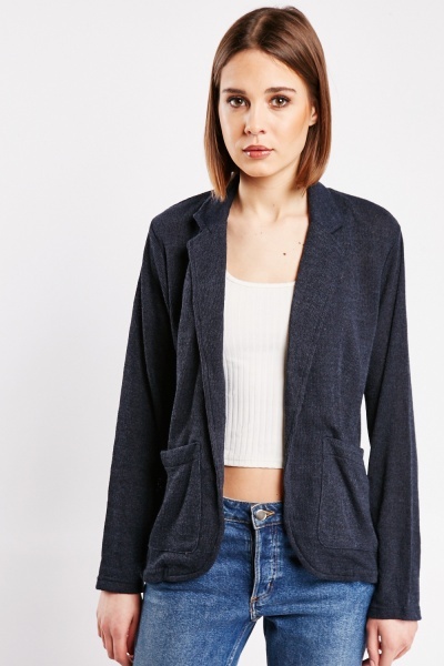 Textured Open Front Pockets Cardigan